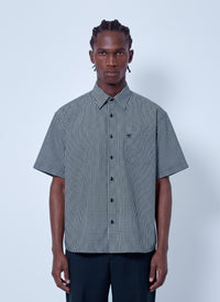 Vetements Men Metal Logo Checked Short Sleeve Shirt