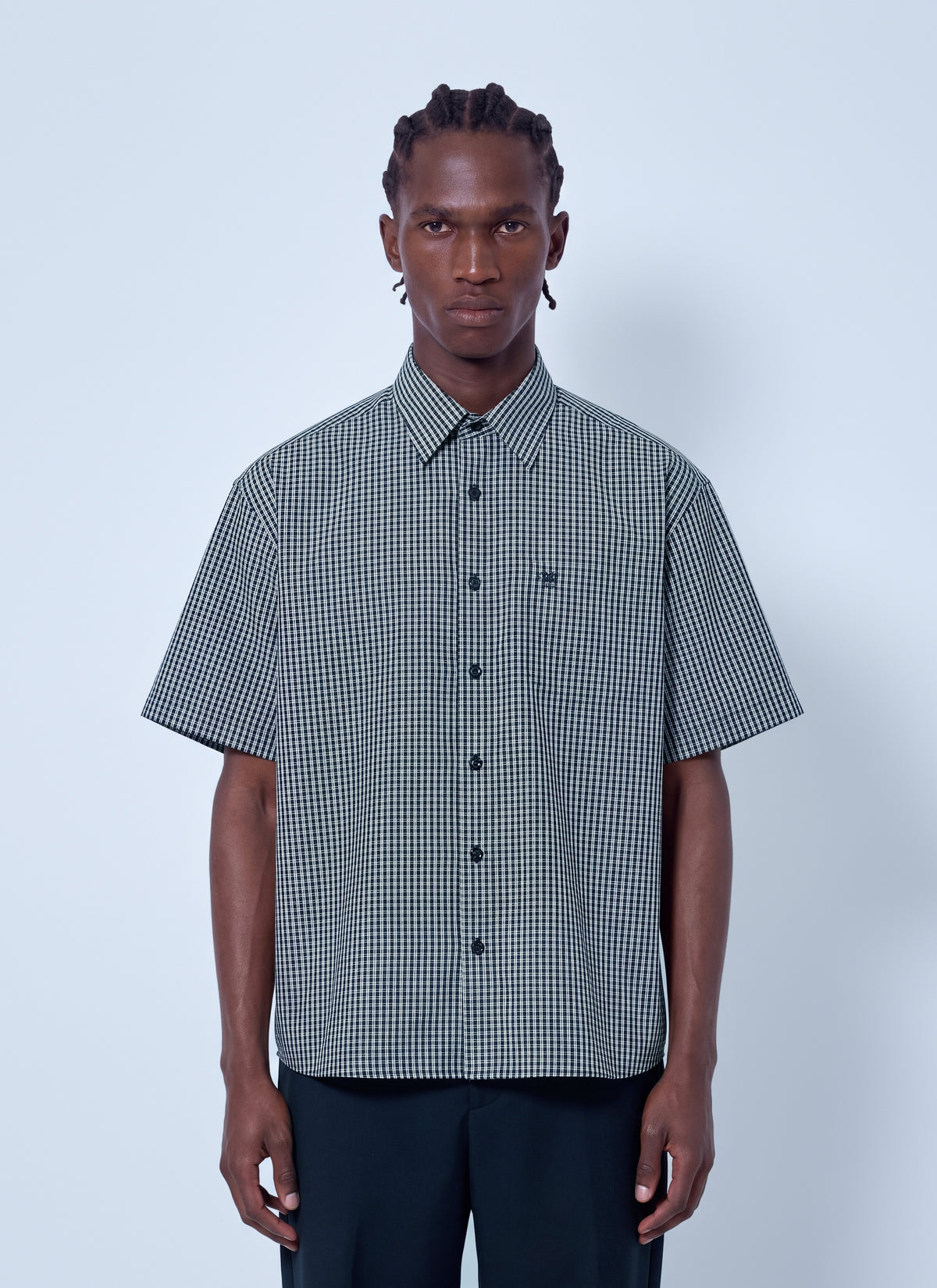 Vetements Men Metal Logo Checked Short Sleeve Shirt