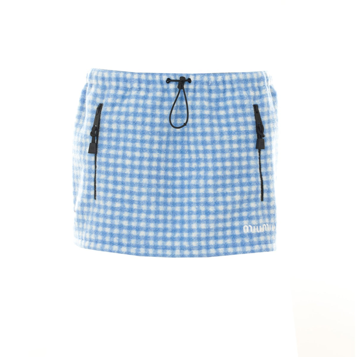 Miu Miu Miu Miu Women Vichy Fleece Mini Skirt With Miu Miu Logo