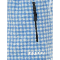 Miu Miu Miu Miu Women Vichy Fleece Mini Skirt With Miu Miu Logo