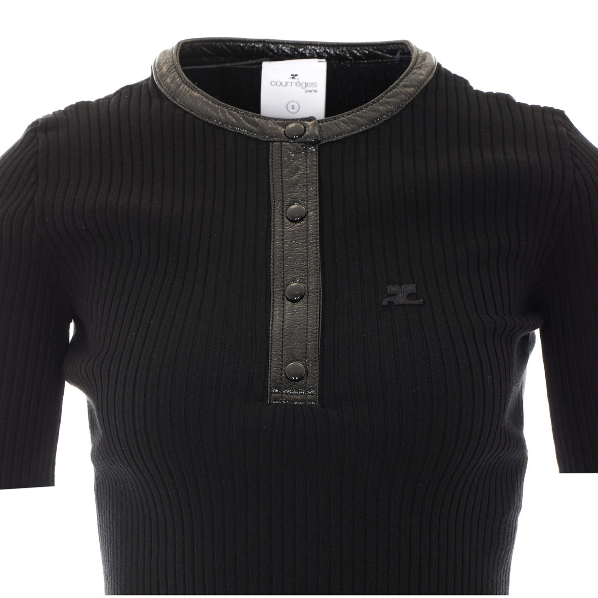 Courreges Women Vinyl And Knit T-Shirt