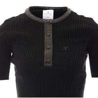 Courreges Women Vinyl And Knit T-Shirt