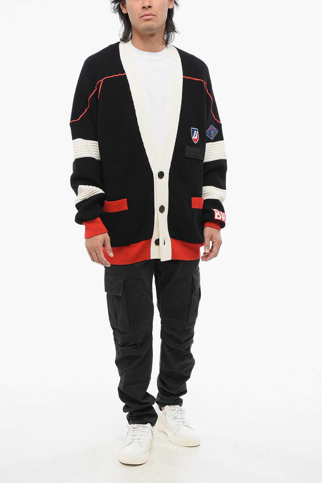 Balmain Virgin Wool Cardigan with Contrast Details