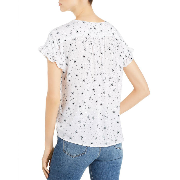 Womens Printed Surplice Pullover Top