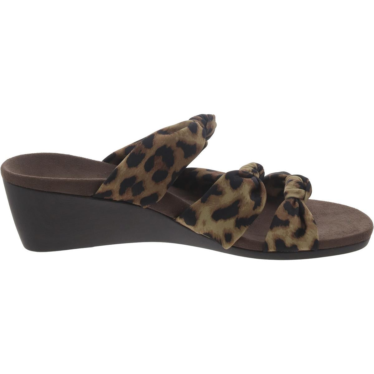 Rizzo Womens Satin Leopard Print Wedge Sandals