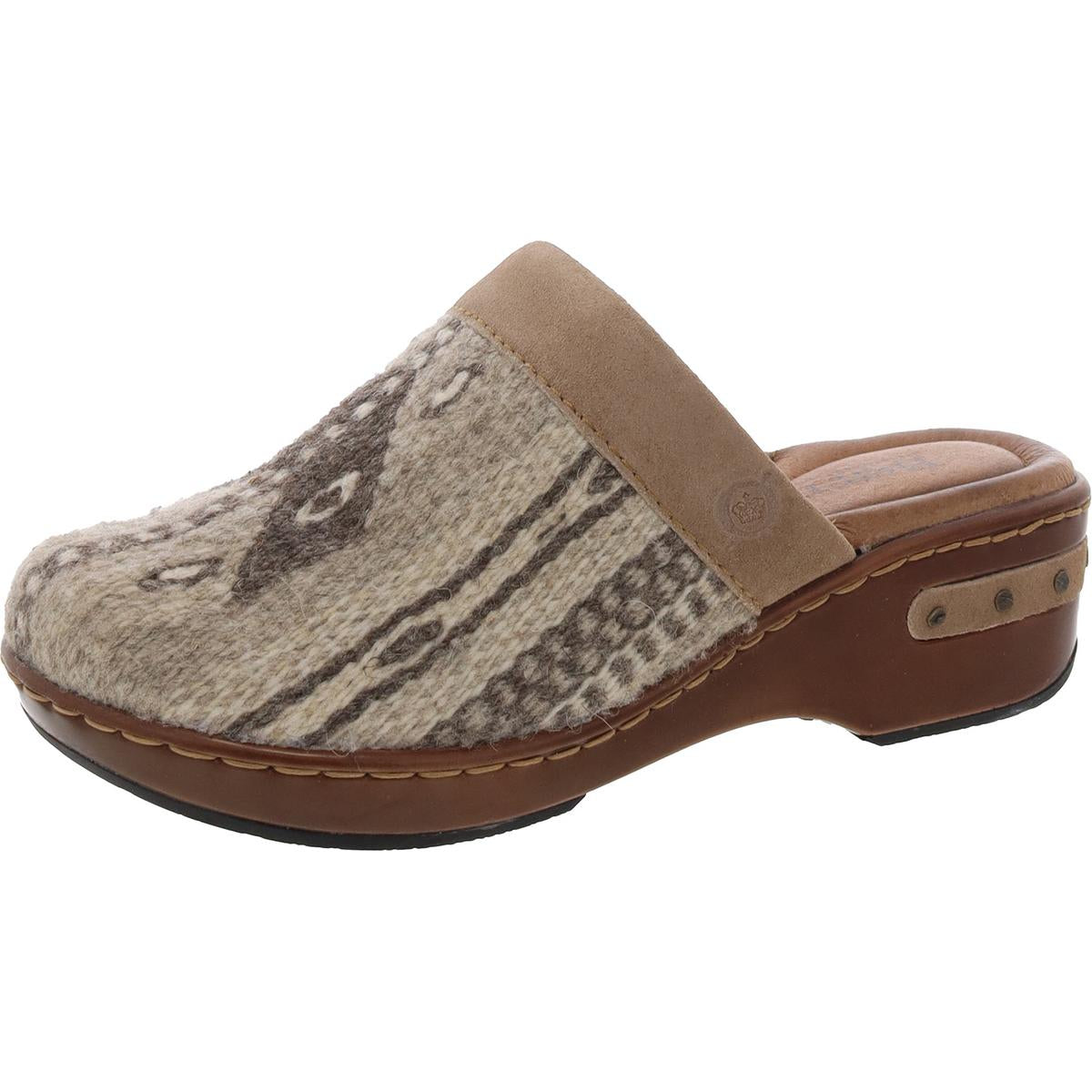 BANDY Womens Printed Leather Clogs