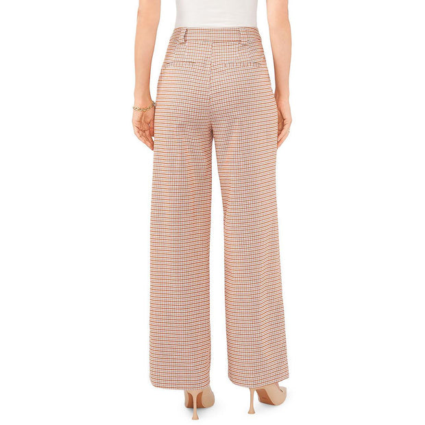 Womens Double Pleat Checked Dress Pants