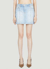 Versace Women Denim Jacquard Mini Skirt