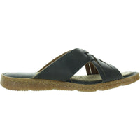 Womens Criss-Cross Leather Slide Sandals