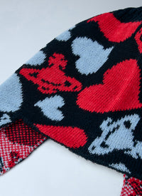Vivienne Westwood Women Hearts And Orb Flap Knit Cap