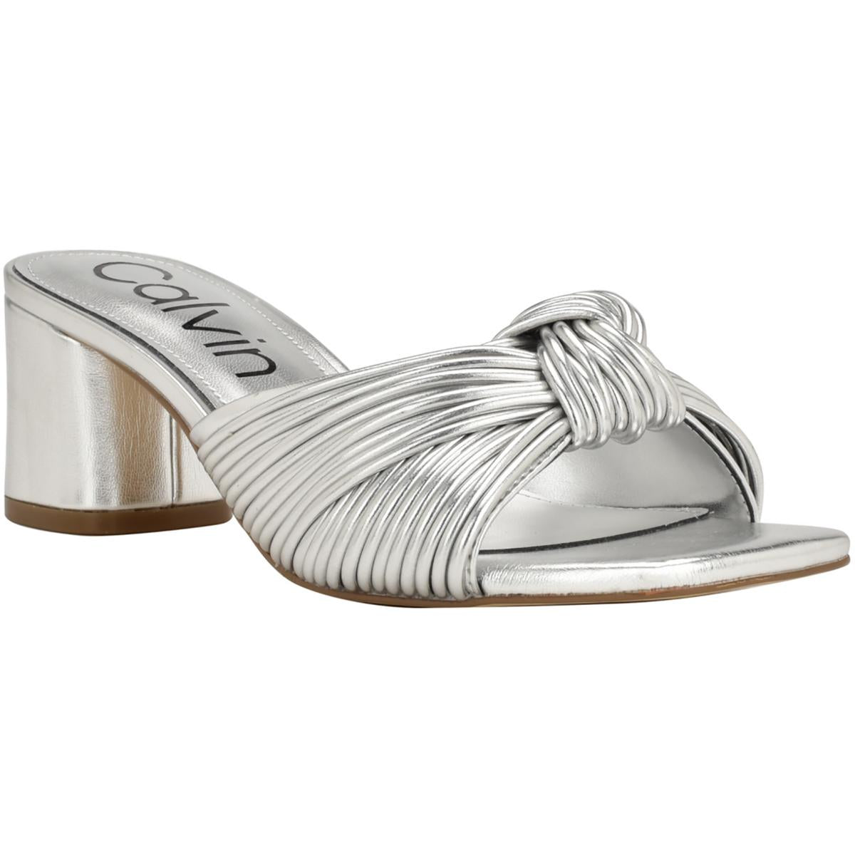 Beanca Womens Faux Leather Slip-On Strappy Sandals
