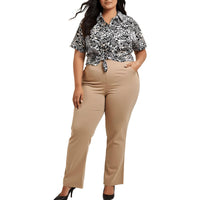 Plus Camp Shirt Womens Printed Knit Button-Down Top