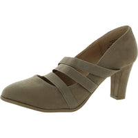Loren Womens Faux Suede Strappy Heels 8.5 Medium Taupe