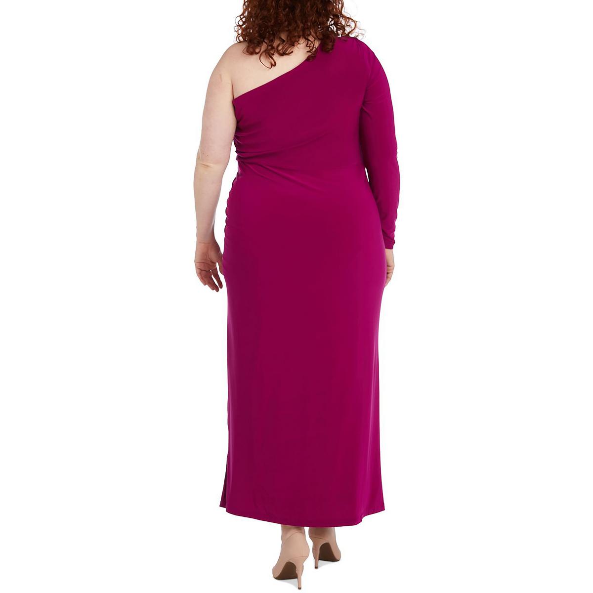 Plus Womens Jersey One Shoulder Evening Dress