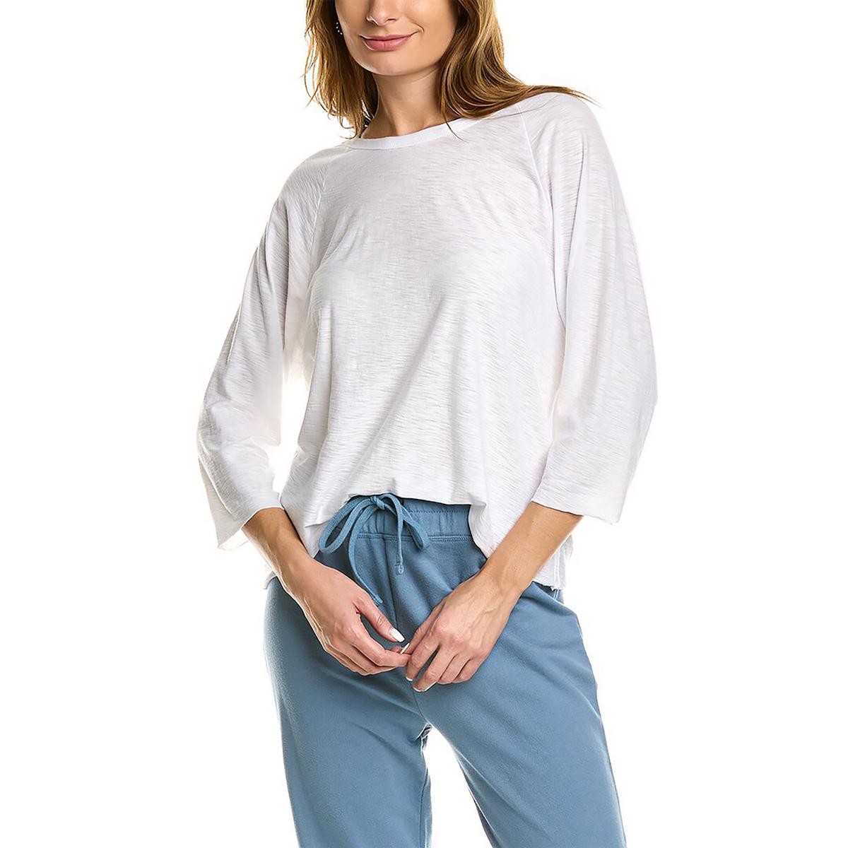 Juniors Womens Three-Quarter Sleeve Comfy Pullover Top