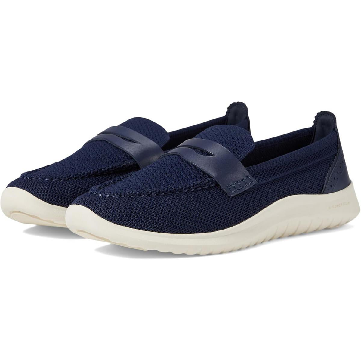 Womens Knit Man Made Slip-On Sneakers 8.5 Medium Navy