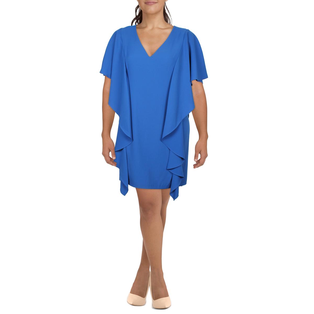 Womens Cascade Ruffle Polyester Cocktail And Party Dress