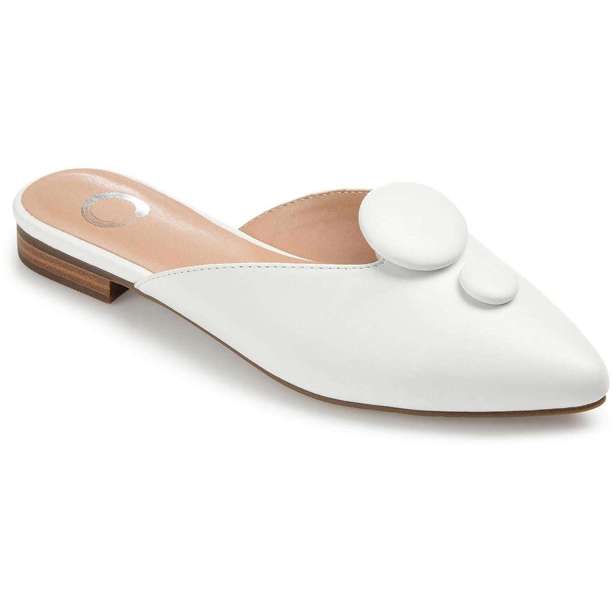 Mallorie Womens Embellished Faux Leather Mules