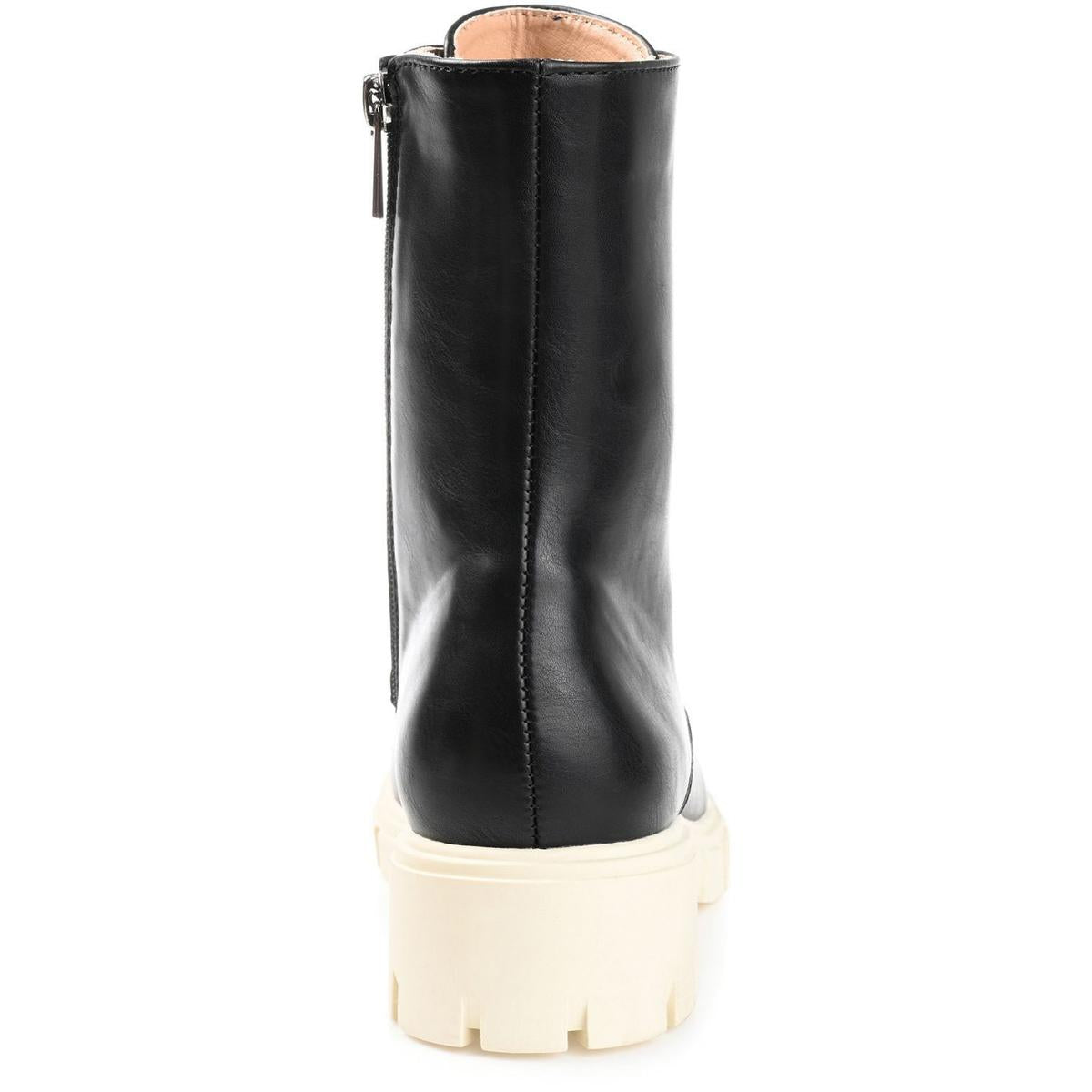 Madelynn Womens Faux Leather Ankle Combat & Lace-up Boots
