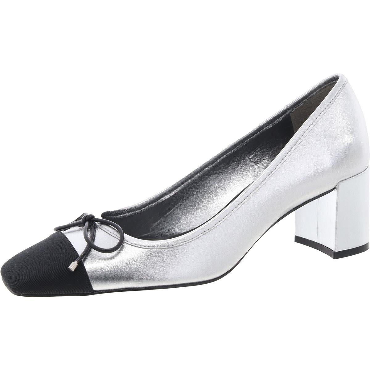 Arissa Mid-Block Womens Metallic Leather Block Heels