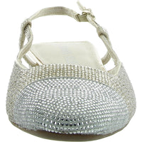 Womens Rhinestone Toe Cap Slingback Heels