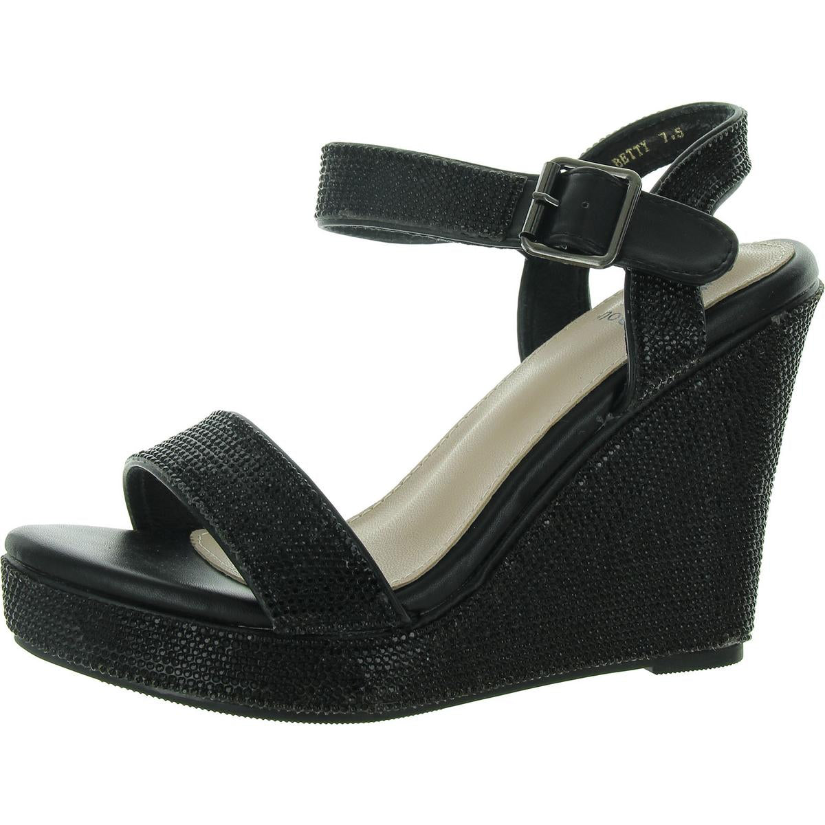 Betty Womens Faux Leather Wedge Slingback Sandals
