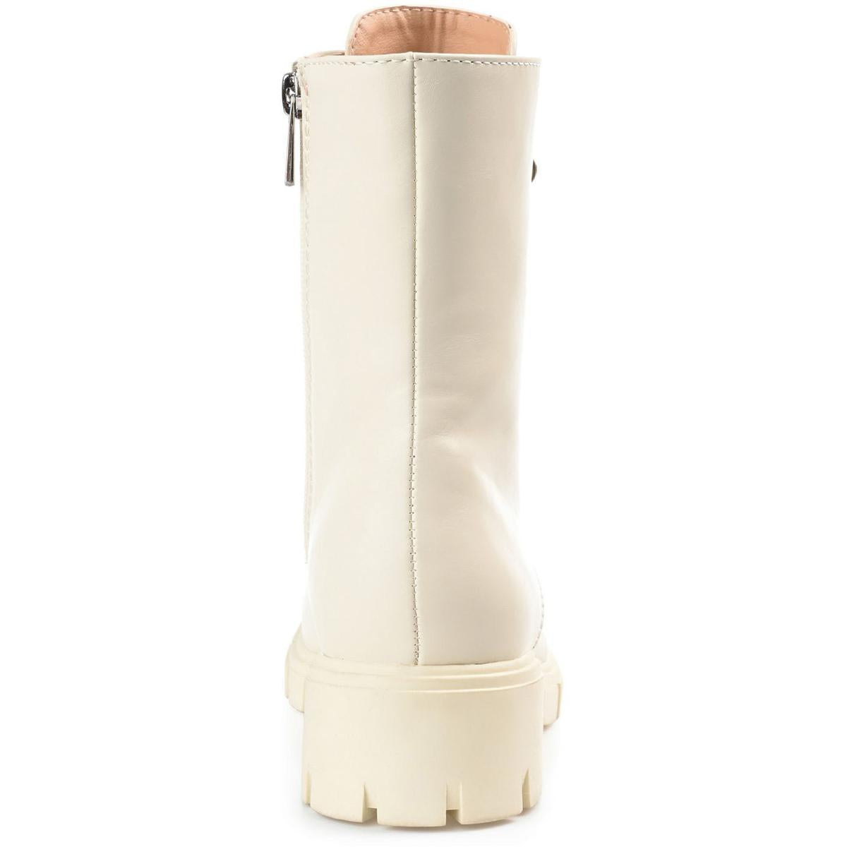 Madelynn Womens Faux Leather Ankle Combat & Lace-up Boots