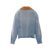 Miu Miu Miu Miu Women Washed Denim And Suede Logo Denim Jacket