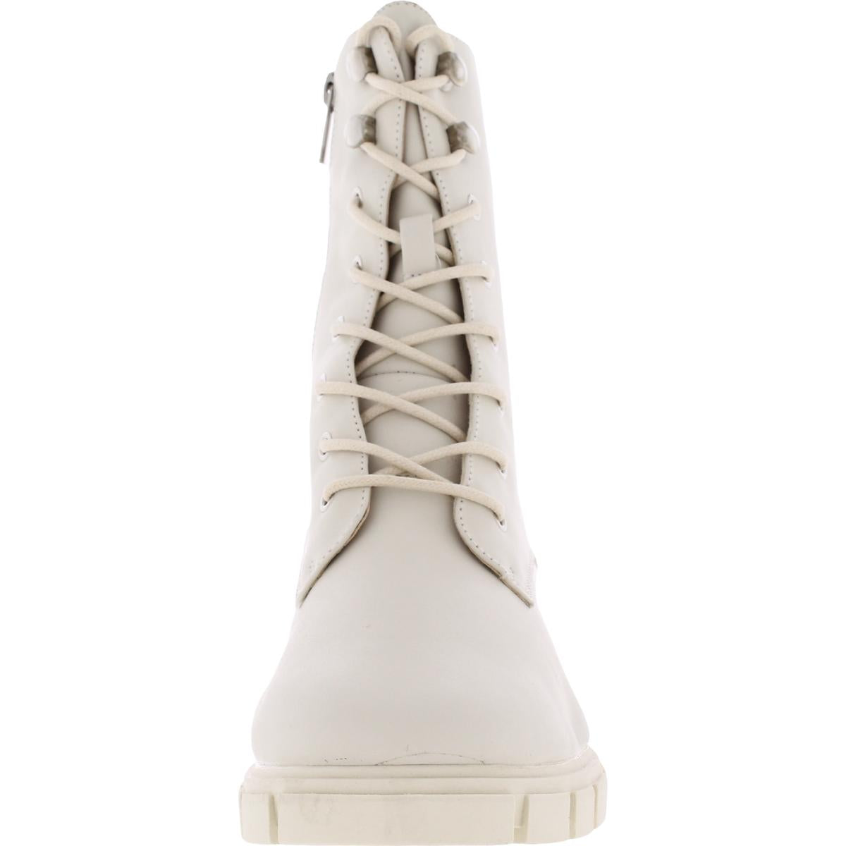 Madelynn Womens Faux Leather Ankle Combat & Lace-up Boots