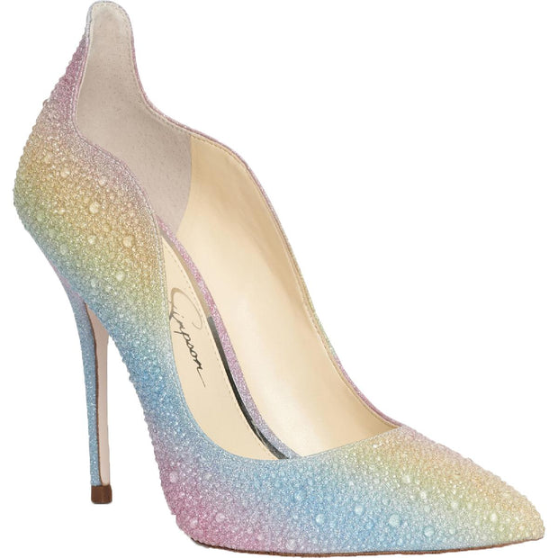 Wayva Womens Rhinestone Pointed Toe Heels