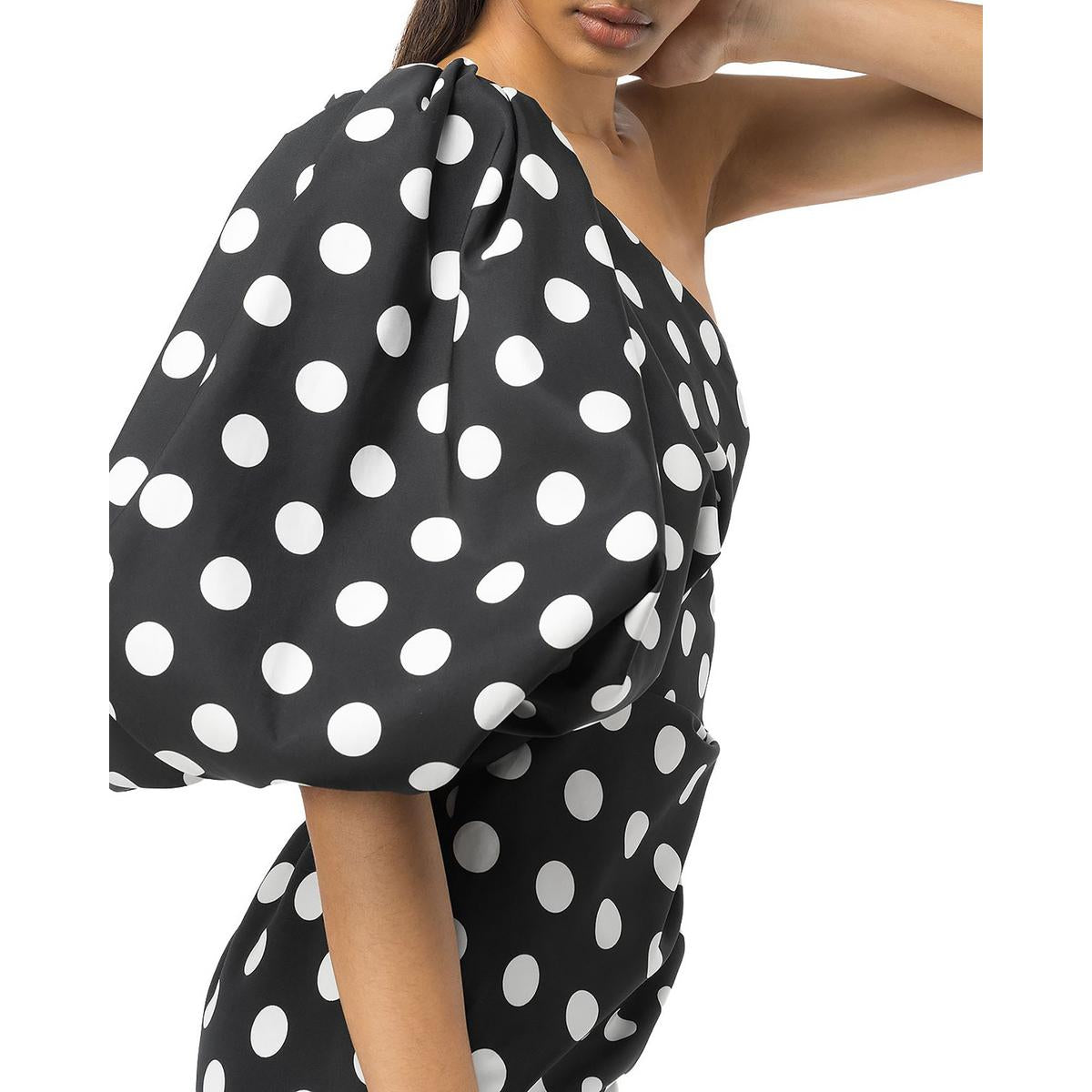 Womens Polka Dot One Shoulder Mini Dress