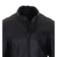 Gucci Men Web Detail Leather Biker Jacket