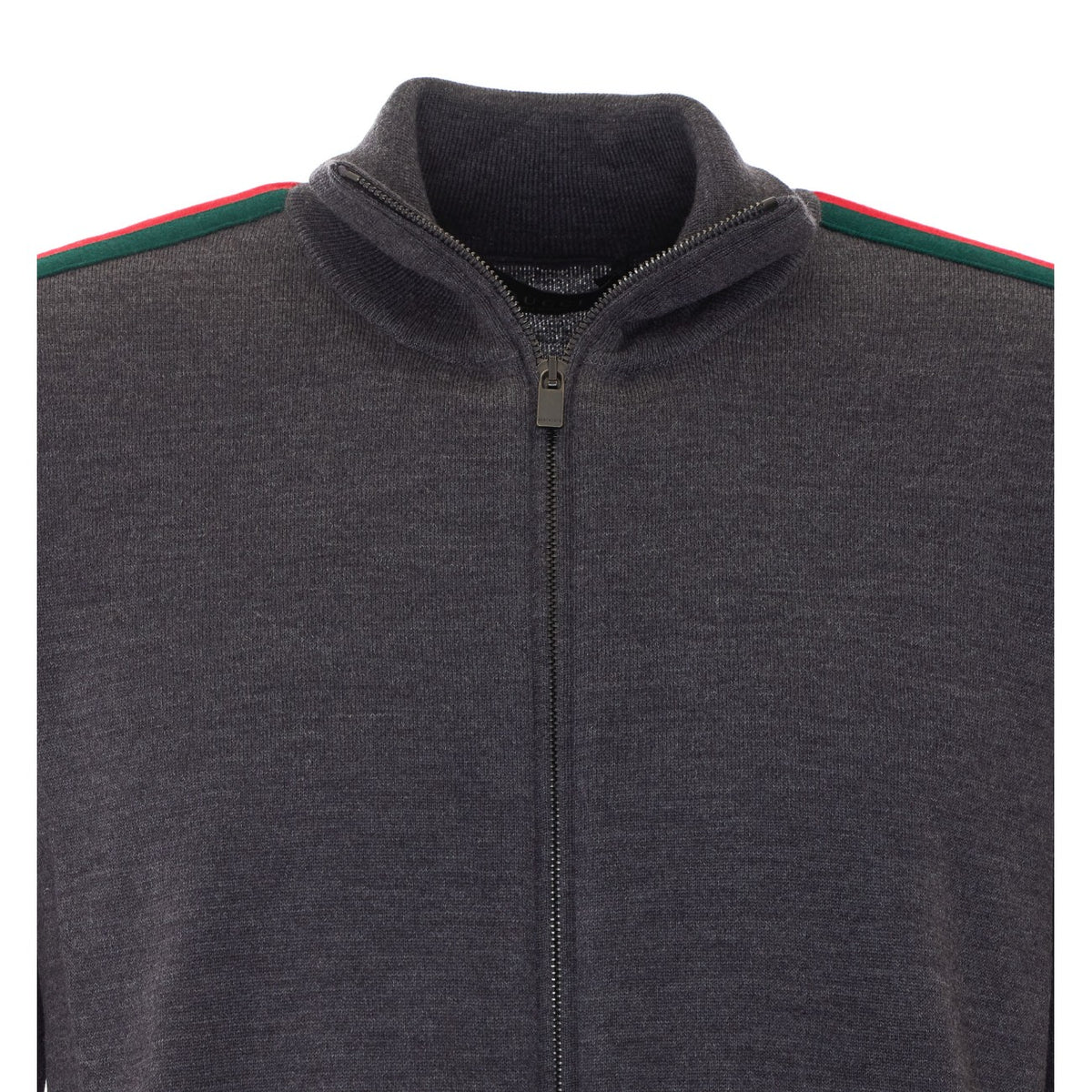 Gucci Men Web Tape Zip Light Wool Jacket