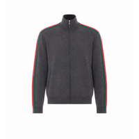 Gucci Men Web Tape Zip Light Wool Jacket