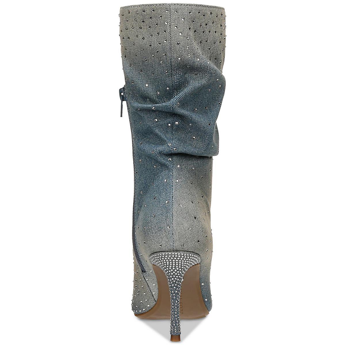 Raquell Womens Rhinestone Manmade Mid-Calf Boots