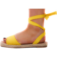 Emelie Womens Lace-Up Faux Suede Flat Sandals