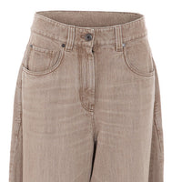 Brunello Cucinelli Brunello Cucinelli Women Wide Jeans In Authentic Denim With Monile