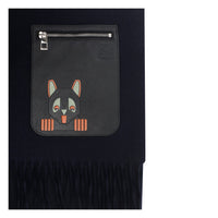 Loewe Women Wool And Cashmere Scarf With Anagram And Cat Embossed Pocket