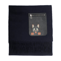 Loewe Women Wool And Cashmere Scarf With Anagram And Cat Embossed Pocket
