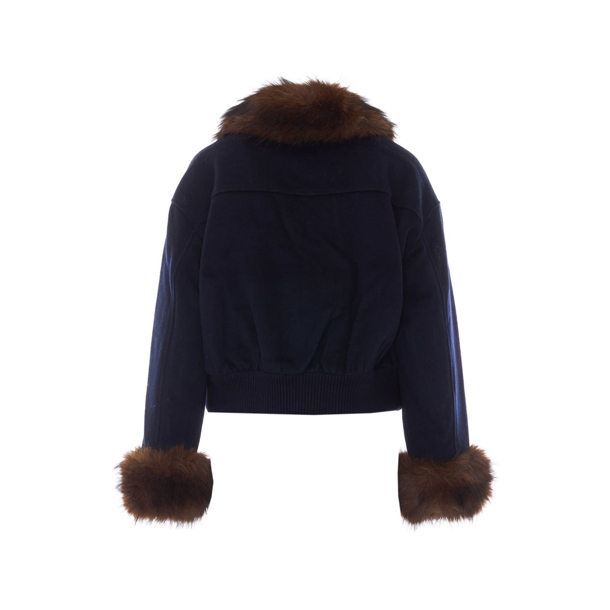 Self Portrait Women Wool Fake Fur Trim Jacket