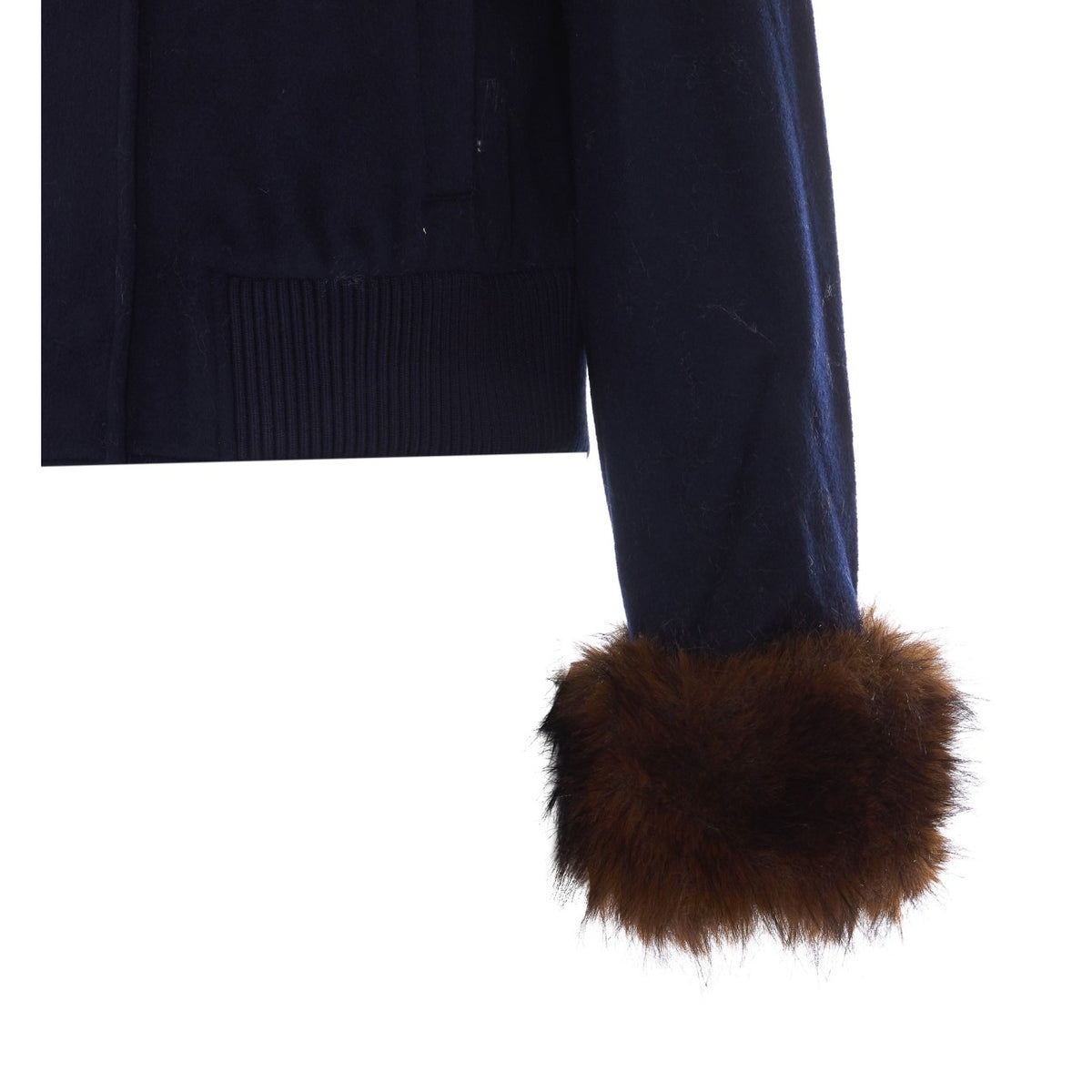 Self Portrait Women Wool Fake Fur Trim Jacket