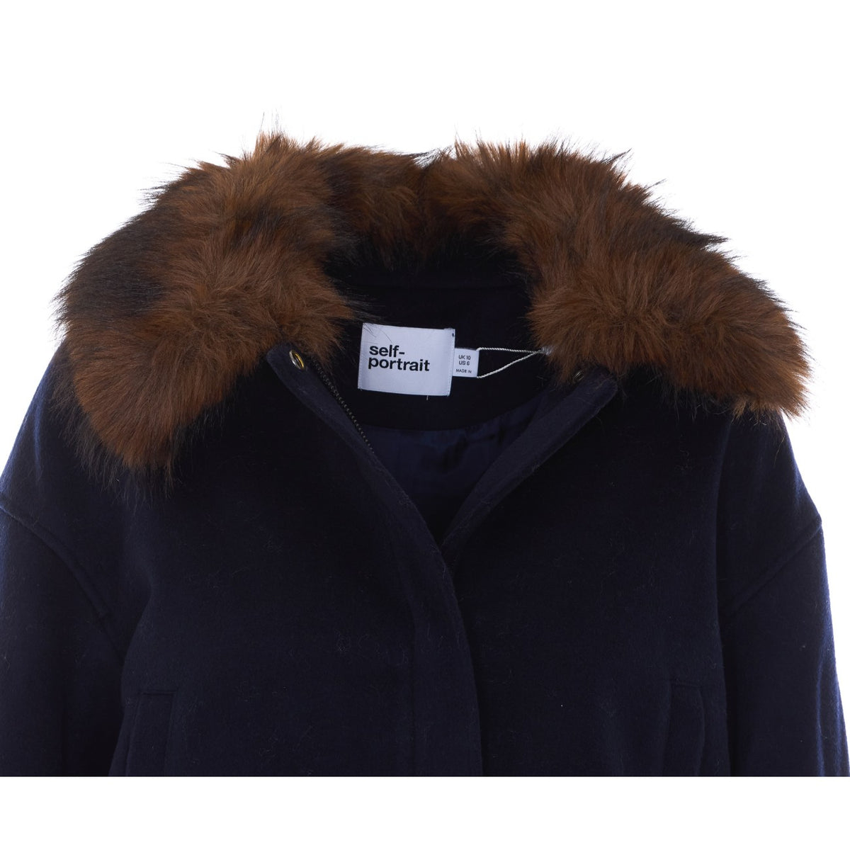 Self Portrait Women Wool Fake Fur Trim Jacket