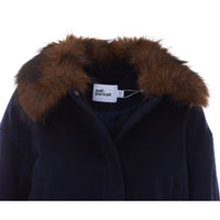 Self Portrait Women Wool Fake Fur Trim Jacket