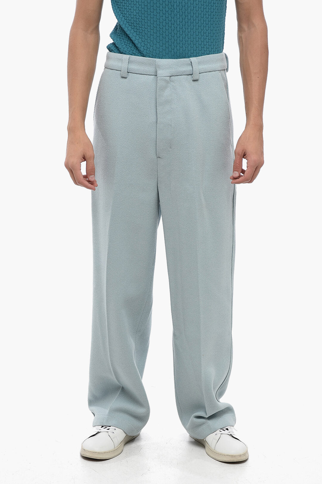 Ami Alexandre Mattiussi Wool Cloth Chinos Pants with Hidden Fastening
