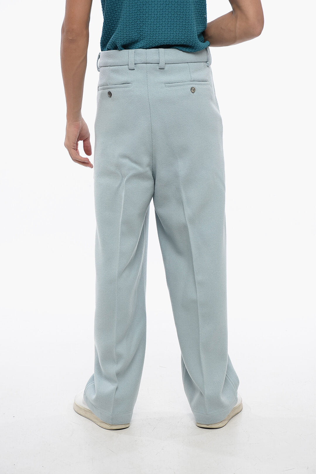 Ami Alexandre Mattiussi Wool Cloth Chinos Pants with Hidden Fastening