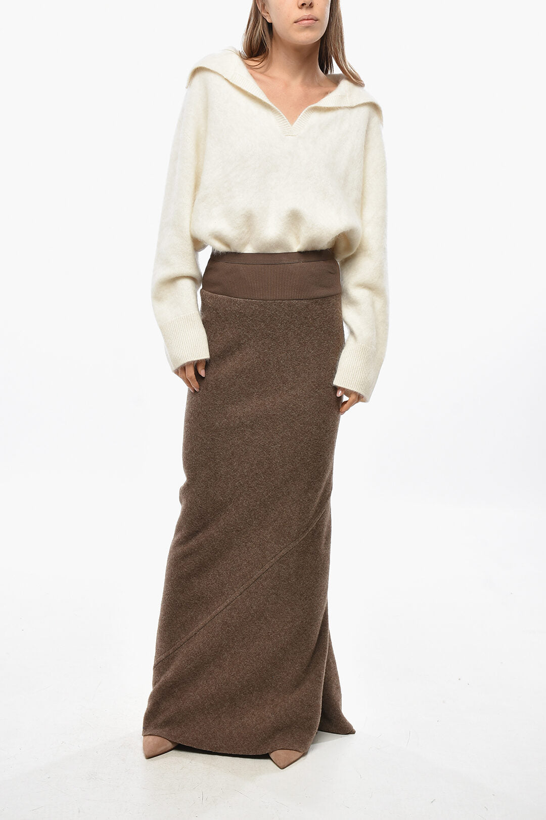 Rick Owens Wool Pencil Skirt with Flared Hem