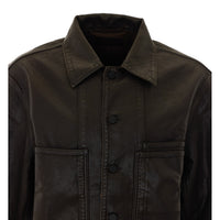 Lemaire Lemaire Men Workwear Overshirt In Coated Denim