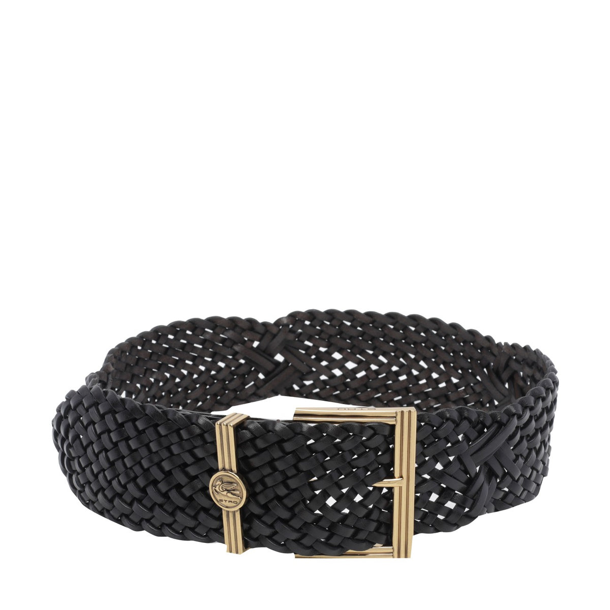 Etro Etro Women Woven Leather With Coin Buckle Belt
