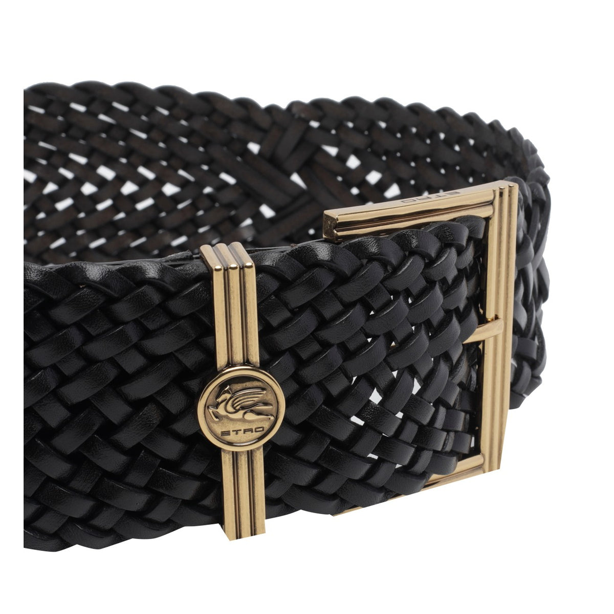 Etro Etro Women Woven Leather With Coin Buckle Belt