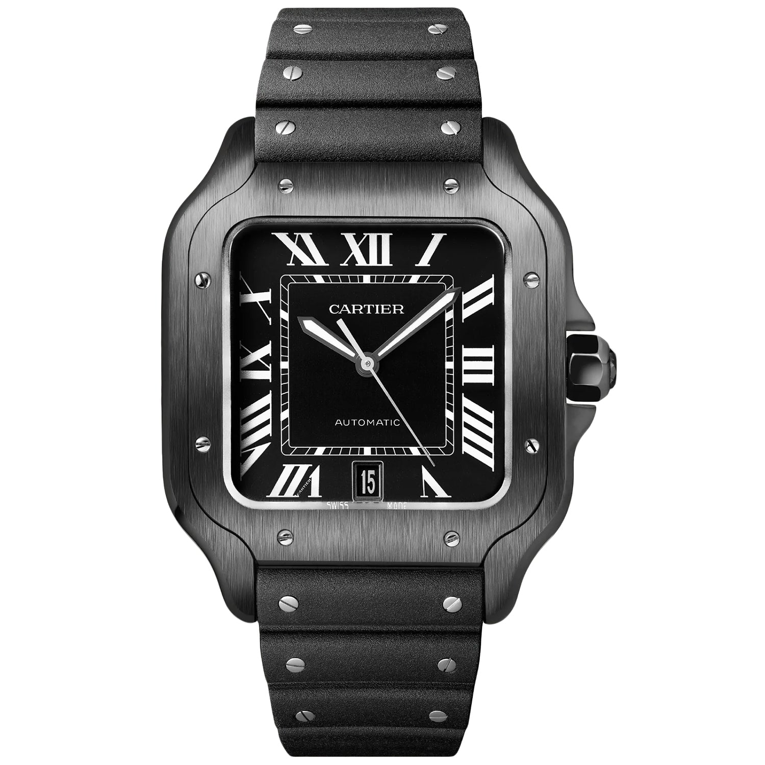 Cartier Men's Santos Black Dial Watch - WSSA0039 Black